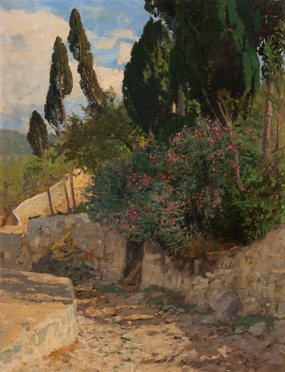 Paesaggio con cipressi nei pressi di Camogli c. 1897
